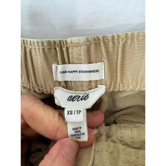Aerie Khaki Shorts Distressed Chino Cargo Tan Pockets Sunshine - Size XS - Picture 10 of 10